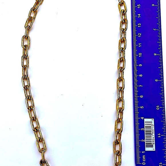 GOLD PAPER CLIP NECKLACE CHAIN 24”x 1/3” ETCH DESIGN LINKS MONET NEW VINTAGE - Picture 10 of 13